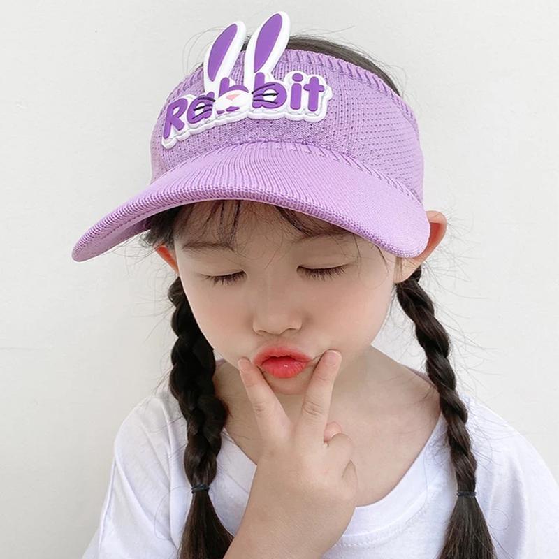 

Детские шляпы от солнца, детские летние козырьки, милая шляпа с кроликом, летняя шляпа для детей, шапки для мальчиков и девочек фиолетовый