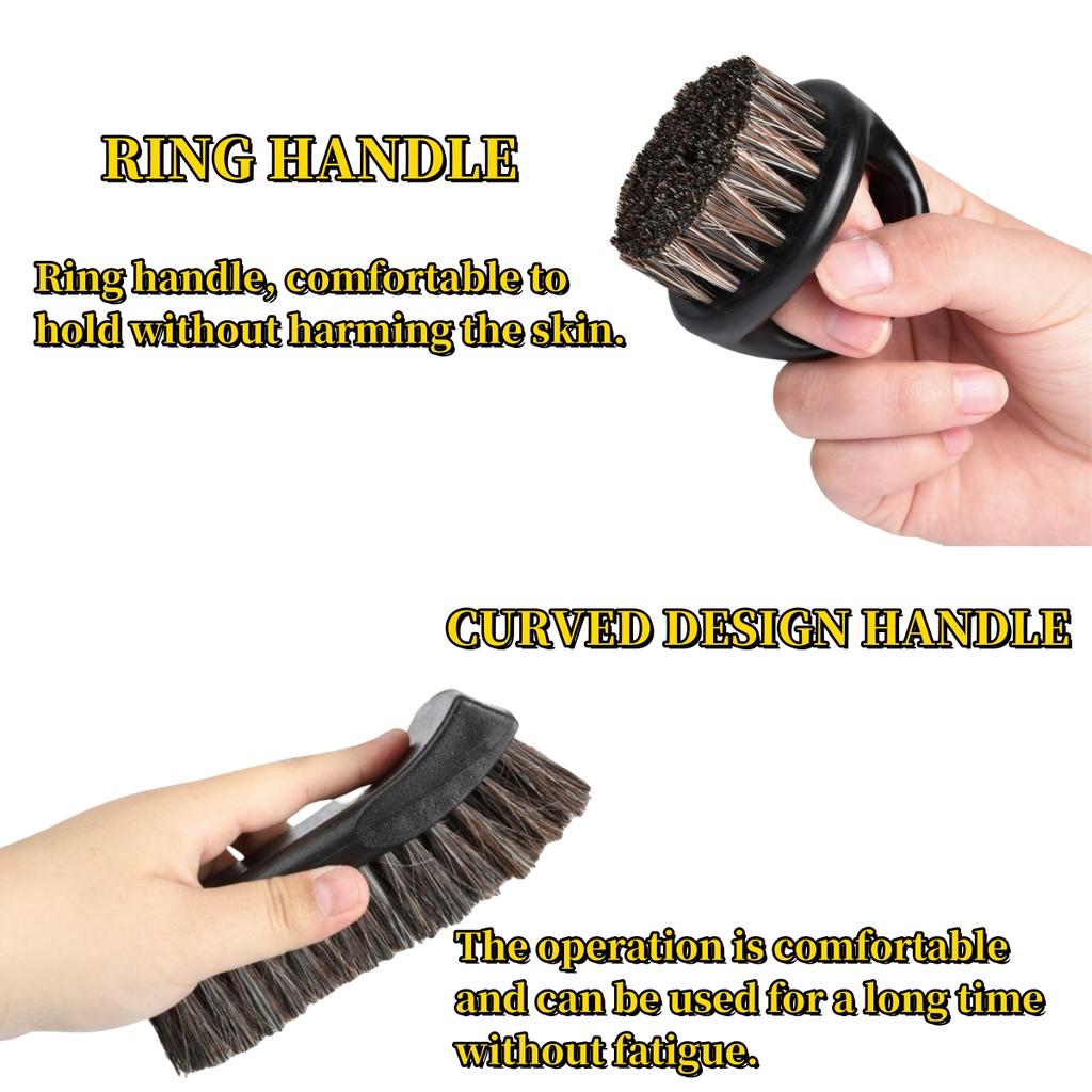 Auto Leather Cleaning Brush Set Genuine Horsehair Detailing Brush Car Detail Clean Tools for Car Leather Fabrics Carpets Etc