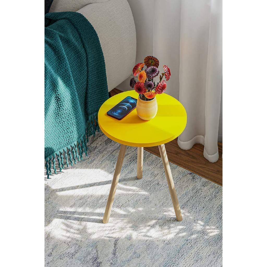 Round Side Coffee Table Single Nesting Coffee Table With Wooden Legs