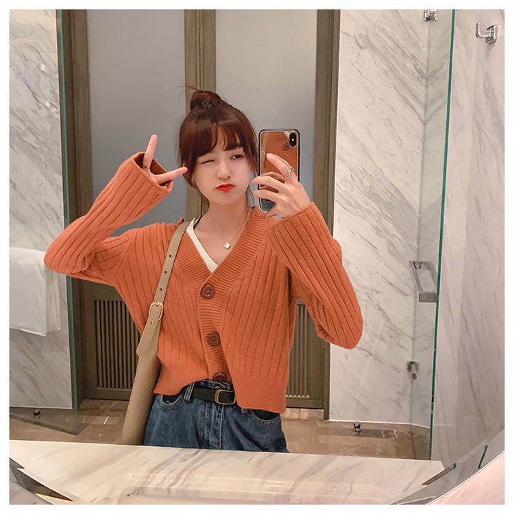 Pulover cardigan tricotat de toamnă Jachetă scurtă casual, larg și subțire Top pentru studenți