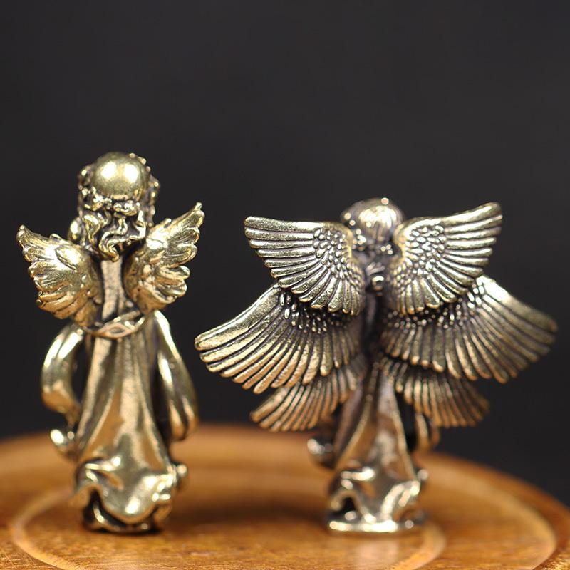 2 piezas Estatua de Latón Vintage del Dios del Amor Cupido Pequeño Adorno Figurilla de Ángel Decoración de Escritorio Accesorios de Decoración para el Hogar para Habitación