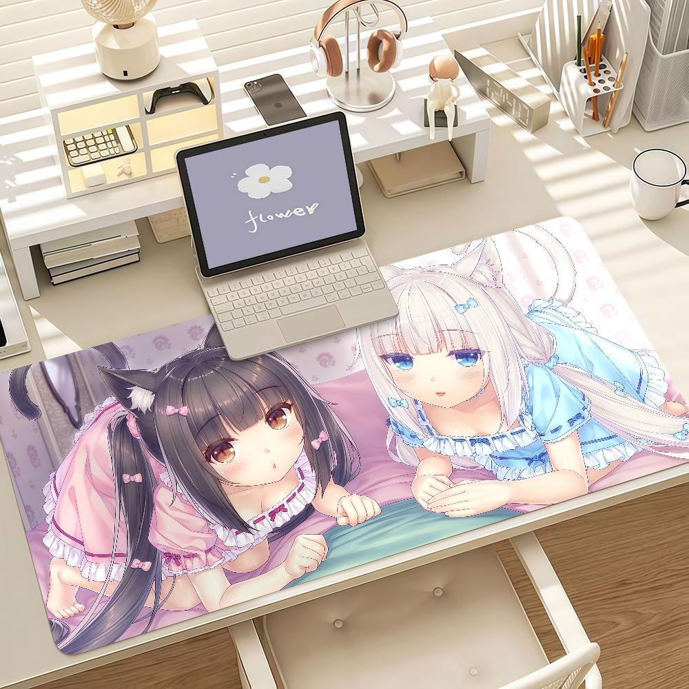 Beautiful Girl Anime N-Nekopara Mouse Pad Anti Slip Rubber Edge Locked Thickened Laptop Gaming Desk Mat
