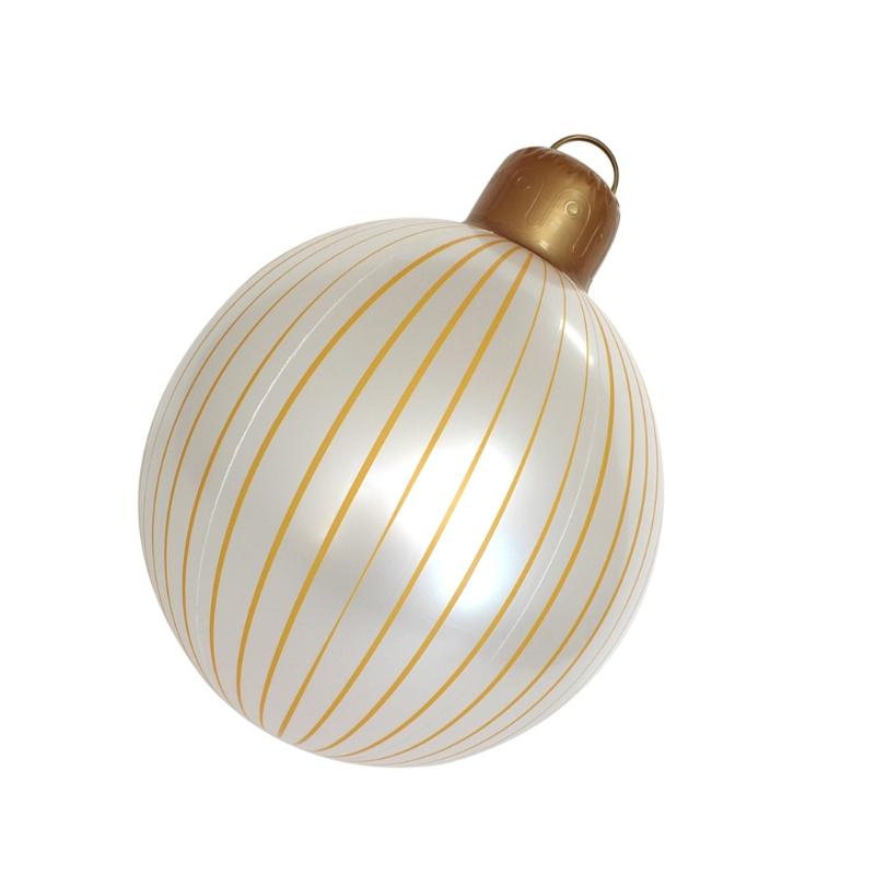 Festival Striped Inflatable Christmas Ball Outdoor Decoration Weather Resistant PVC Yard Decors For Holiday Display