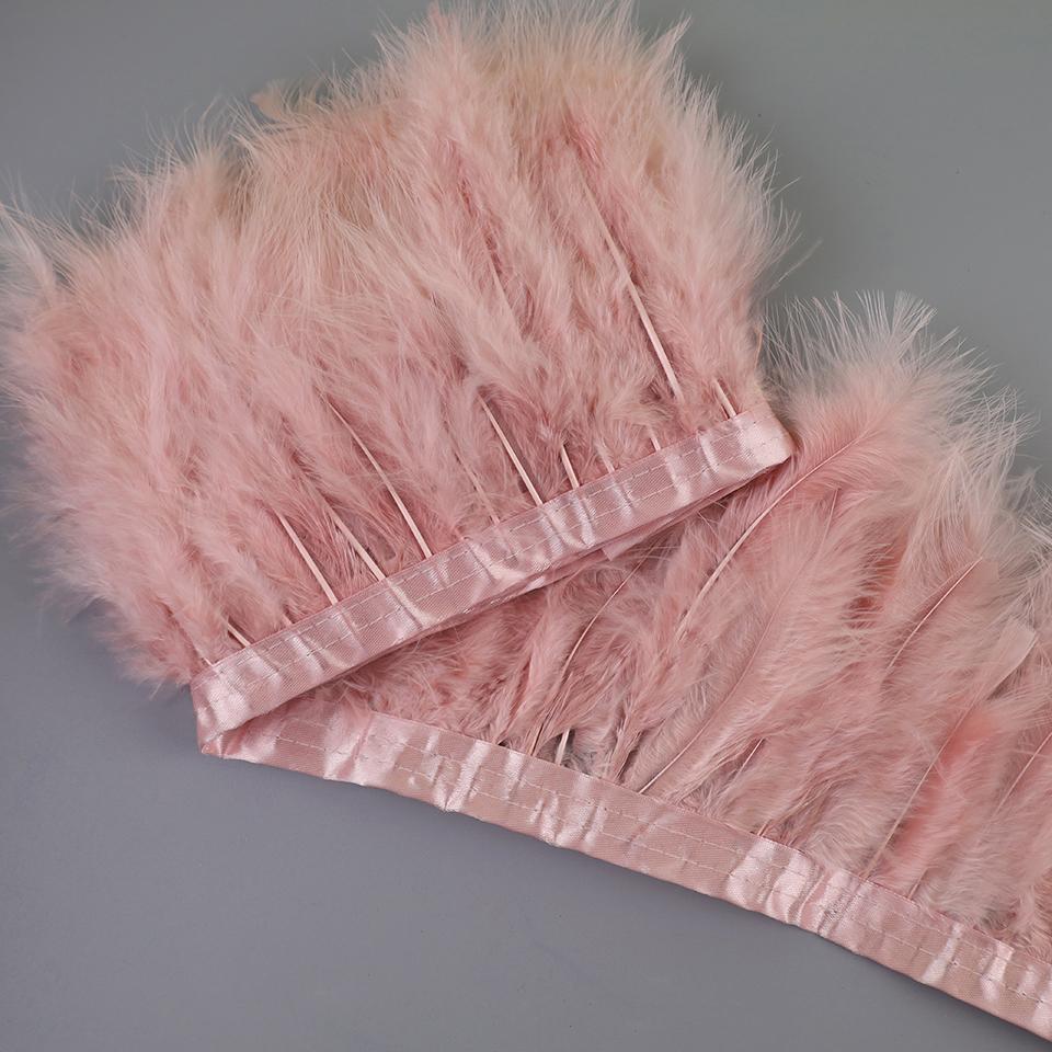 FeatherTurkey Feather Fringe 4-6inch Colorful Marabou Feather Tape for Handiwork Clothes Dress Handmade Cloth Strap Home Decoration