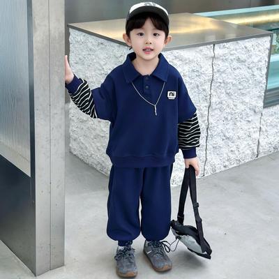 Boys' 2025 Autumn Polo & Sweatshirt Set - 2-Piece Fashion Outfit