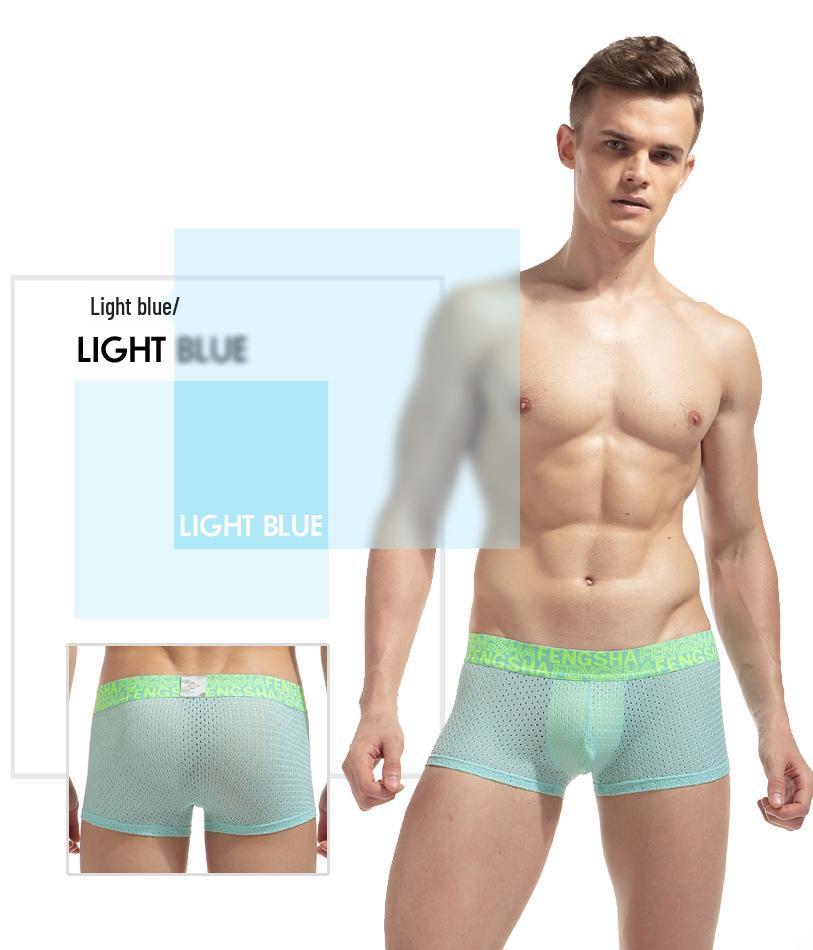 Men's Quick-Dry Ice Silk Mesh Boxer Briefs with U-Pouch