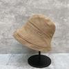 Japanese Retro Corduroy Flip Bucket Hat Women'S Autumn Face Small Bucket Hat Versatile Casual Sun Hat
