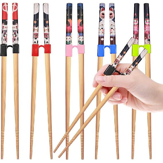 5 Pairs Kid Adult Training Chopsticks Trainers for Beginners, Japanese Wooden Beginners Training Chopsticks Helpers Set, Reble, Dishwasher Safe,