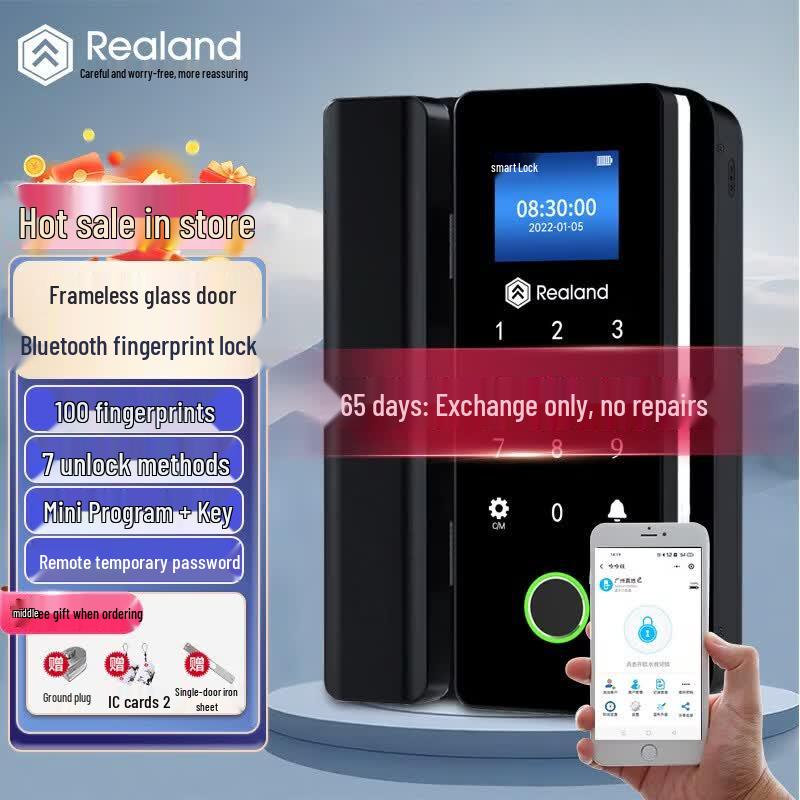 Realand ZD708 Smart Fingerprint Access Control for Glass Doors CN plug (adapter included)