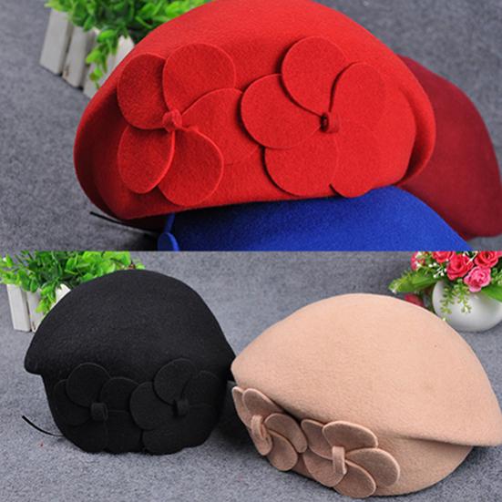 Fashion Women's Beret Baggy Beanie Hat Double Flower Airline Stewardess Cap