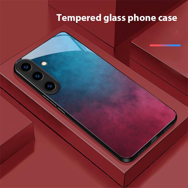 Color and texture fusion For For Samsung Galaxy S25+ S24+ S26 Ultra S25 Edge S24 FE S23 S22 S21 S20 Plus Black Glass Phone Case