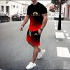 Set sportivo da uomo con stampa 3D, completo da fitness, tuta da corsa, maglietta casual + pantaloncini, set da jogging traspirante, tuta sportiva a righe