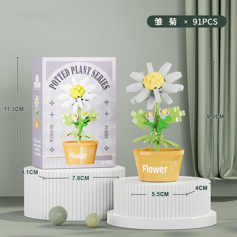 Flower Bouquet Mini Particle Building Blocks Flower Kit 3D DIY Creative Plants Micro Bricks for Home Decor Girl Gift Adults Kids