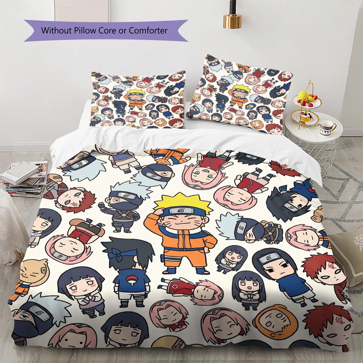 

Naruto Pattern Bedding Quilt Set Quilt Cover Pillowcase Home Decoration Birthday Gift (1 * duvet cover + 2 * pillowcase, without core) 135x200cm