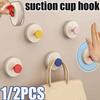 1/2Pcs Punch-Free Suction Cup Hook Wall Mount Reusable Dopamine Adhesive Hooks Heavy Duty Foldable Design Towel Hanger