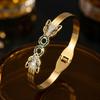 Bracelet Eco-friendly Steel Zircon Double Leopard Titanium Steel Bracelet