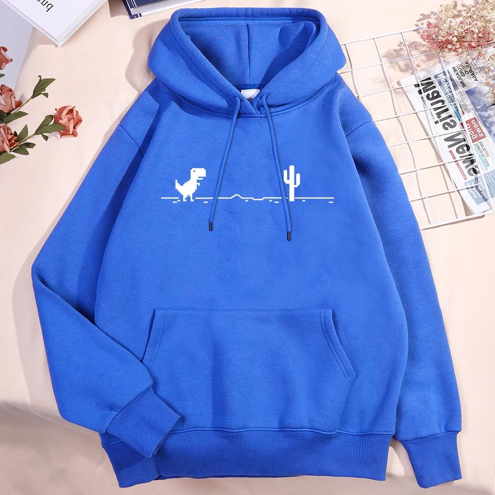Network Failure, Cute Dinosaur Printed Hoodie, New Men's and Women's Pullover, Kangaroo Pocket Sweatshirt, Warm Winter Hoodie