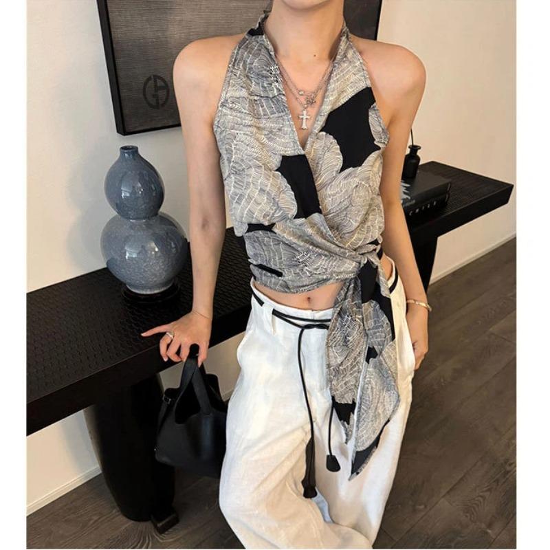 Ретро Топ-майка на бретельках Женский Летний Новый Стиль Тонкий Обтягивающий Топ S