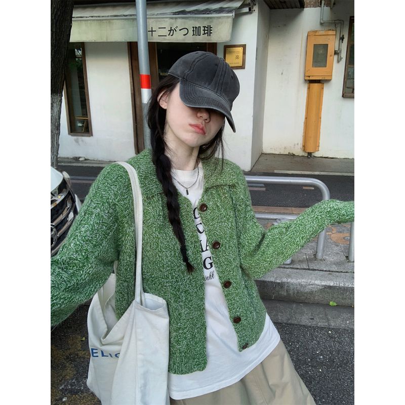 Kumikumi Sweet Style Purple Niche Age-Reducing Temperament Long Sleeve Knit Women Clothes Autumn Loose All-Match Top