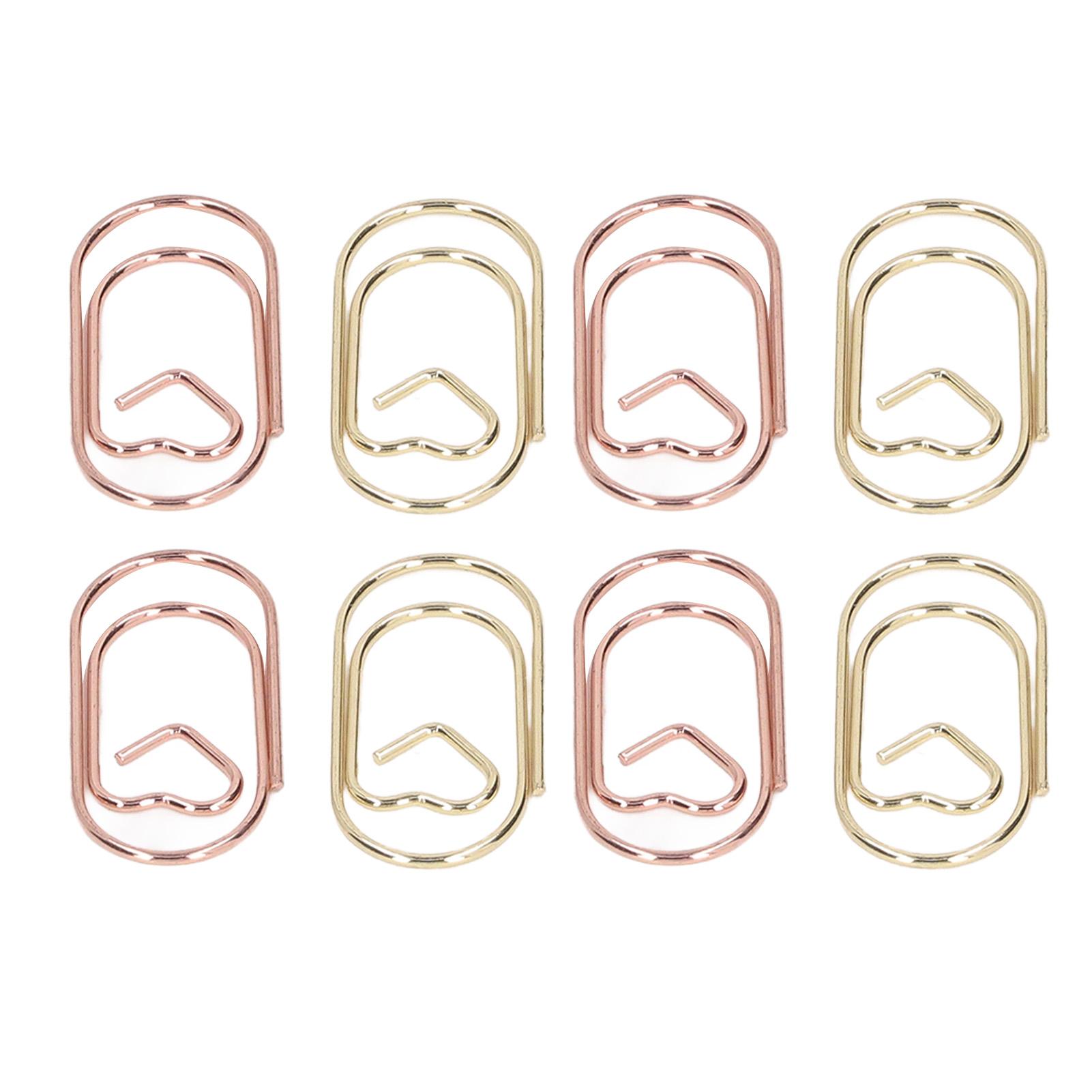 50 шт. розово-золотых и 50 шт. золотых мини-скрепок. Милые сердечки. Портативные металлические офисные зажимы для бумаги для документов