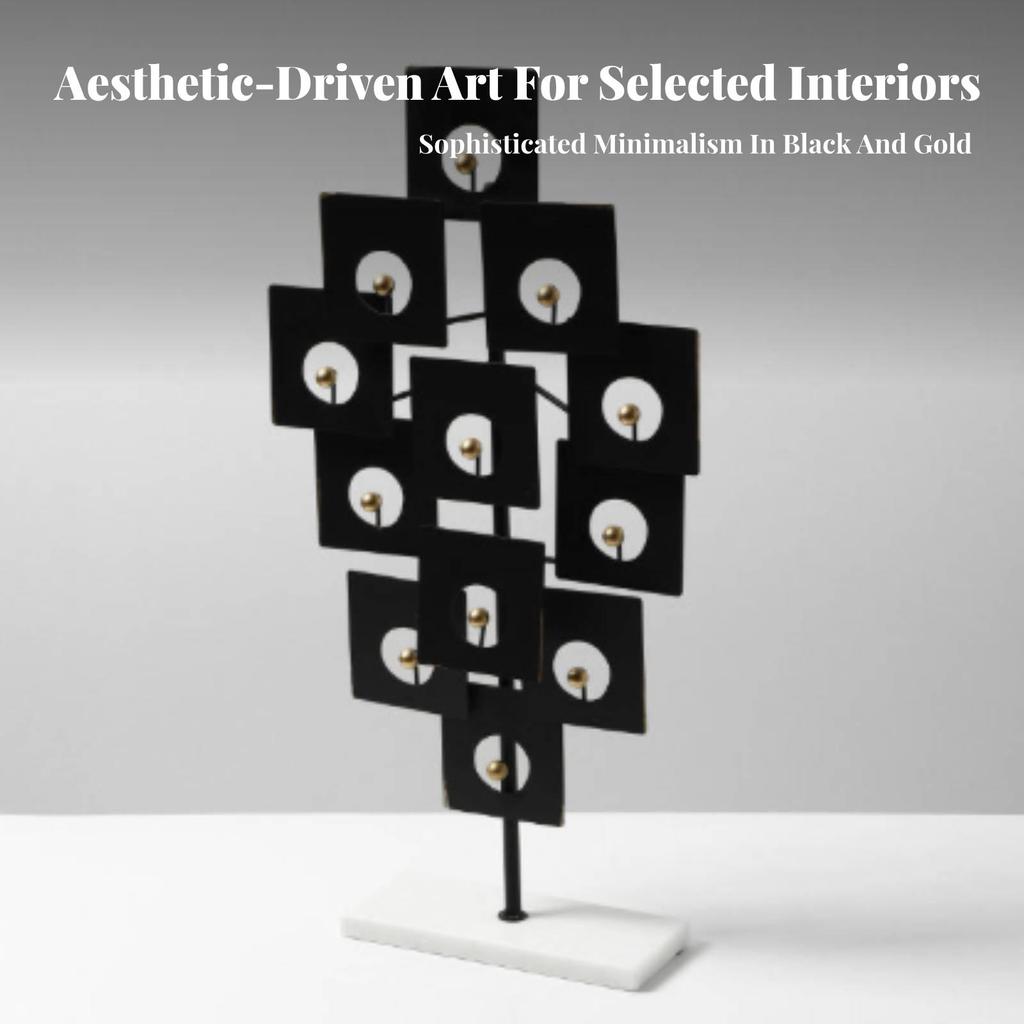 Geometric Sculpture with Marble Base Freestanding for Living Room, Office