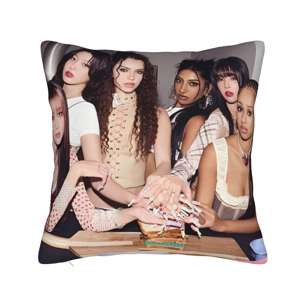 Katseye Kpop Stil Quadratische Kissenhülle Polyester Überwurf Kissen Koreanischer Stil Neuheit Kissenbezüge