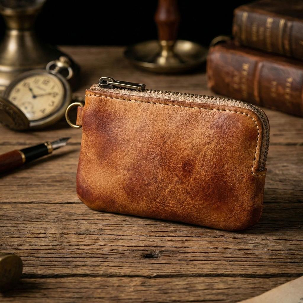 Coin Purse for Men,Change Pouch for Men,Genuine Leather Mens Tray Purses Coin Purse Cash Wallet Key Holder Money Pouch
