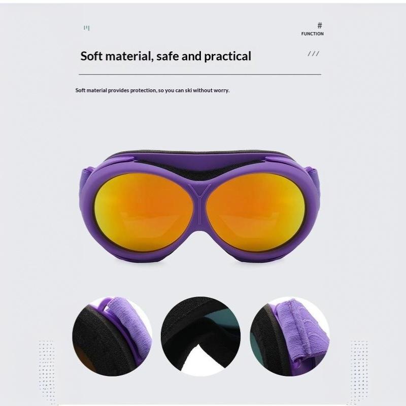 Ski Goggles Adult Double Layer Anti-Fog Colorful Round Frame Adjustable Strap Goggles for Skiing Snowboarding Sports