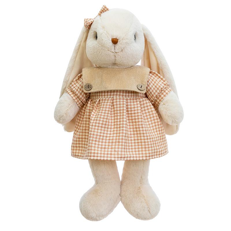 Super Cute Plaid Skirt Lily Rabbit Plush Toys for Girlfriend Valentine's Day Gift Bedroom Ornaments Hang Ear Rabbit