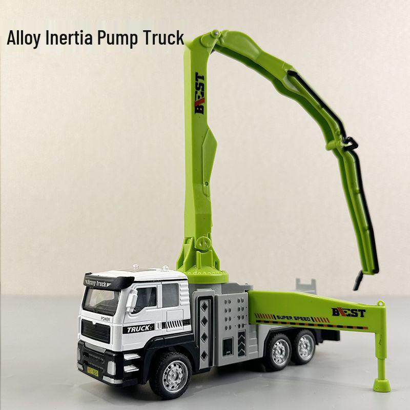 Kids  Durable Alloy Construction Toy Set: Concrete Pump, Mixer, Inertial Dumper, and Tanker Trucks