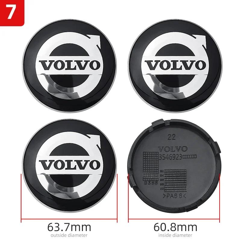 4Pcs 64mm Auto Wheel Center Caps for Volvo S40 S60 S80L XC60 XC90 V40 V50 V90 T6 - Premium Car Hub Cover Replacement Accessories