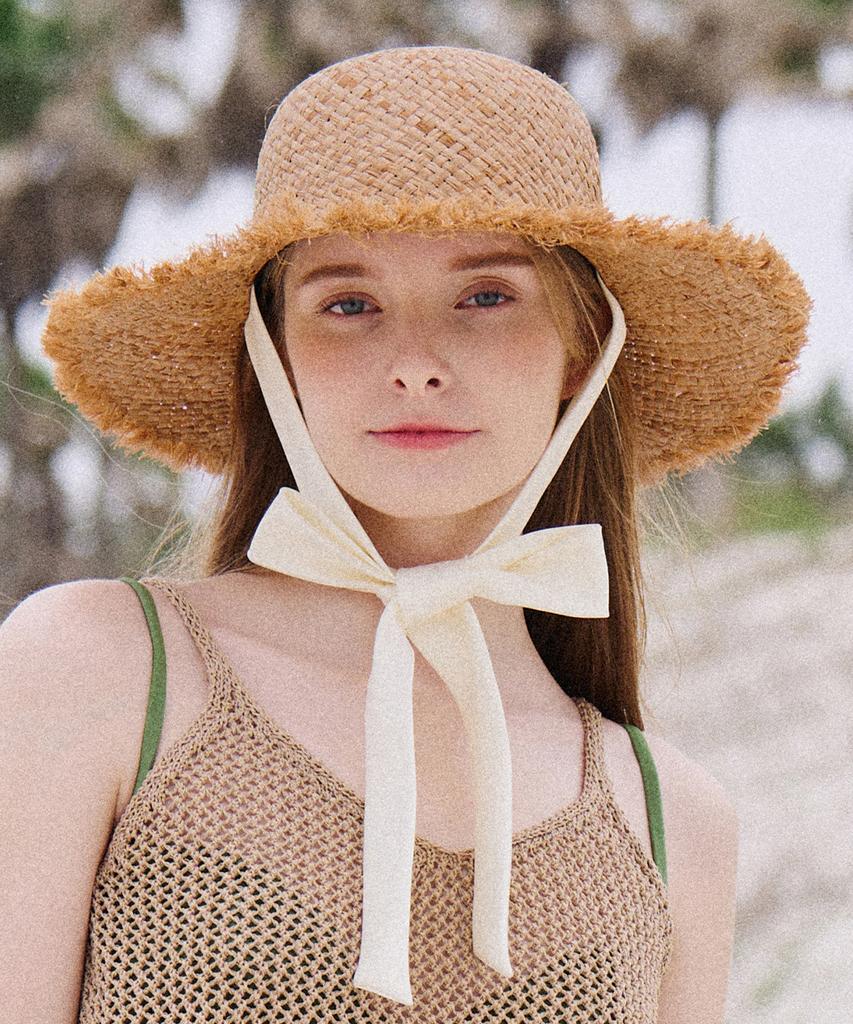 Hwaiteusaenjeu Strap Raffia Hat Diane (4 Colors)