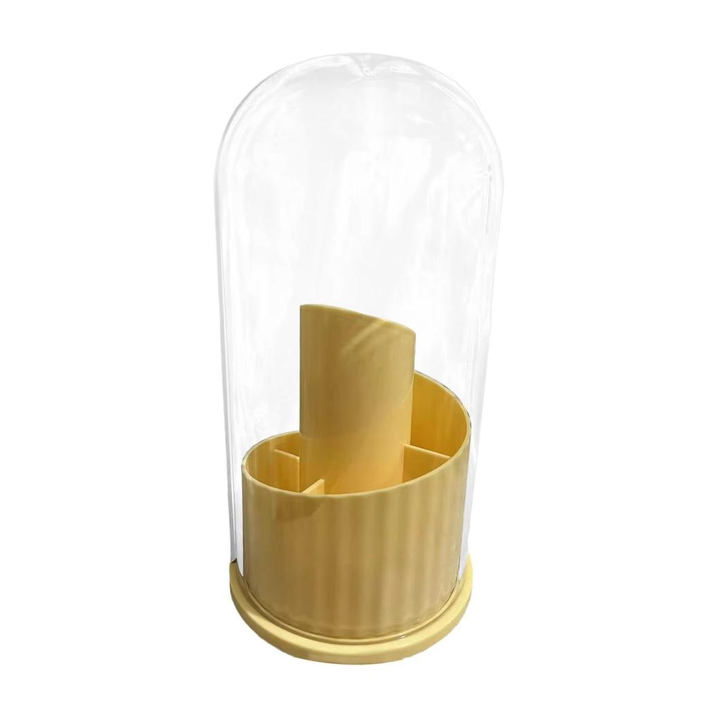 Large Capacity 360 Degree Rotating Makeup Brush Organizer Container with Dustproof Cover Pen Holder for Vanity Table Storage
