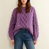 2026 Fall Winter Loose Lazy Thick Knit Sweater Women Casual Long Sleeve Pullover