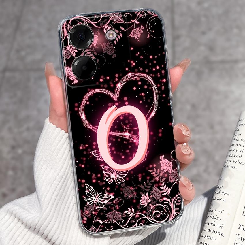 Clear Back Cover For Xiaomi Poco M7 M8 M6 M4 F5 Pro M5 F4 F3 Civi 1S M6 Plus Fashion Soft TPU Silicone Phone Case For Xiaomi Cute Letter Bumper Casing