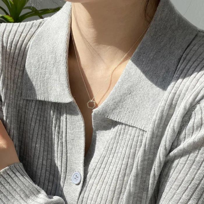 925 Silver Mini Double Cylinder Ring Necklace