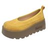 Fashion Aphixta 2025 New Suede Platform Shallow Woman Shoes Yellow Loafers Spring Woman Fashion Shoes Concise Chunky Heel Shoes Woman