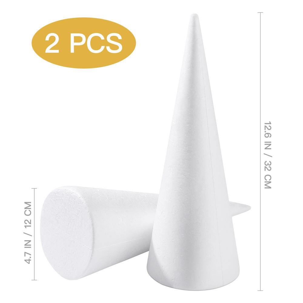 2pcs Craft Cone Shaped Foam Projects Supplies Christmas Tree Decorations Party Holiday Diy Foam Cones Decoration Centerpiece