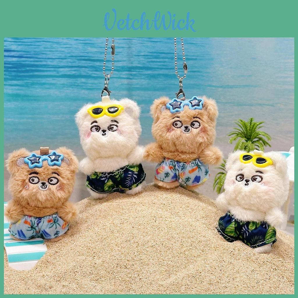 Bear Go Sea Plush Keychain Pair With Beach Pants Design For Students And Gift Giving