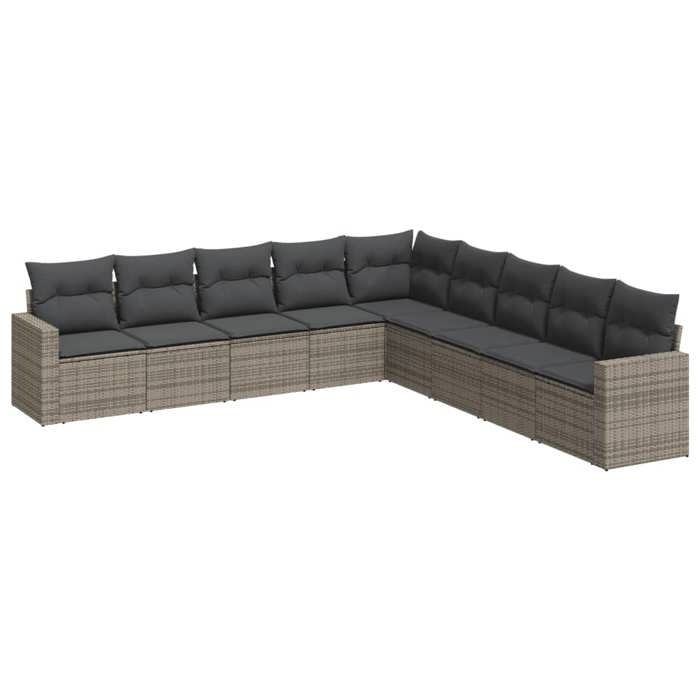 VidaXL Salon de Jardin avec Coussins 9 pcs, Canapés avec Pieds Réglables, Ensemble de Meubles d'Extérieur Patio Terrasse, 3251427