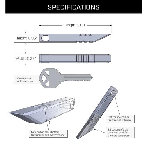 Milspin Rhino Bar | EDC Gear Pry Bar | Tools and Gifts for Men | Hardened Stainless Steel Pry Tool, Keychain Screw Driver, Box Cutter | Minimalist Too