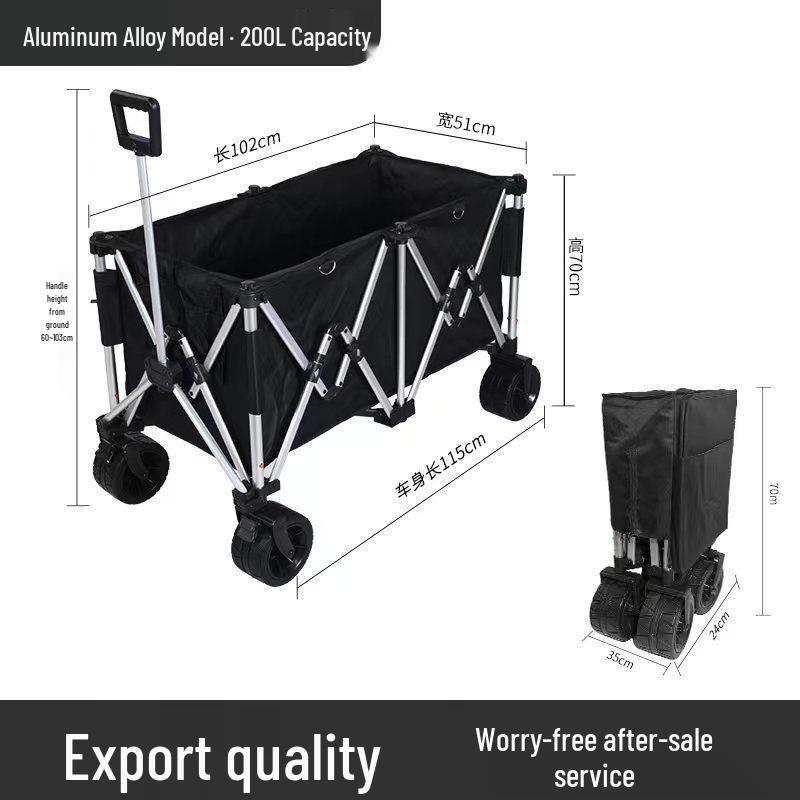 Foldable Aluminum Camping Cart: Large Capacity Outdoor Trailer for Street Vendors and Home Use