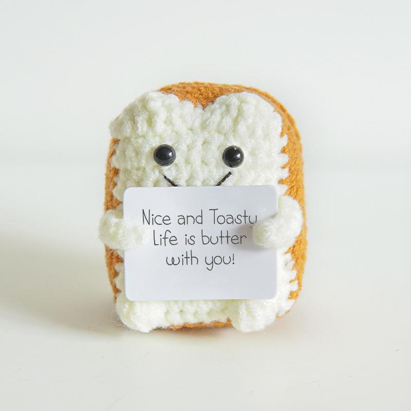 Funny Positive Card Fruit Toast Knitted Doll Home Desk Decoration Gift Christmas