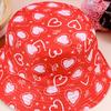 New fashionable heart-shaped printed double-sided bucket hat kiss pattern trendy sunshade sun hat sunscreen basin hat