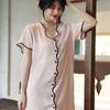 Women’s Sexy Short Sleeve Princess Style Satin Ice Silk Shirt Nightgown Spring Summer Autumn Sleepwear