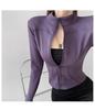Women's Velvet Plus Long Sleeve Fitness Jacket - Slimming Stand Collar Yoga Top