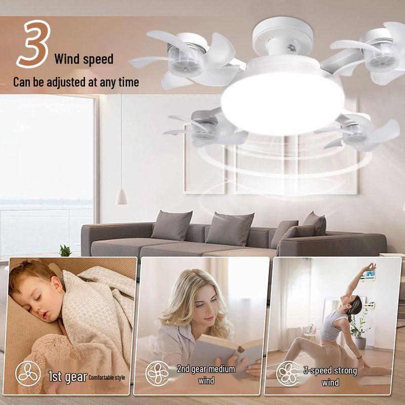 Nordic Silent High-Power E27 Ceiling Fan Light for Living Room or Restaurant