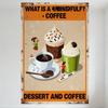 Vintage Coffee and Dessert Tin Sign - Rustic Worn - Out Border Metal Poster for Bar Pub Home Cafe Wall Decor, 8x12 Inch