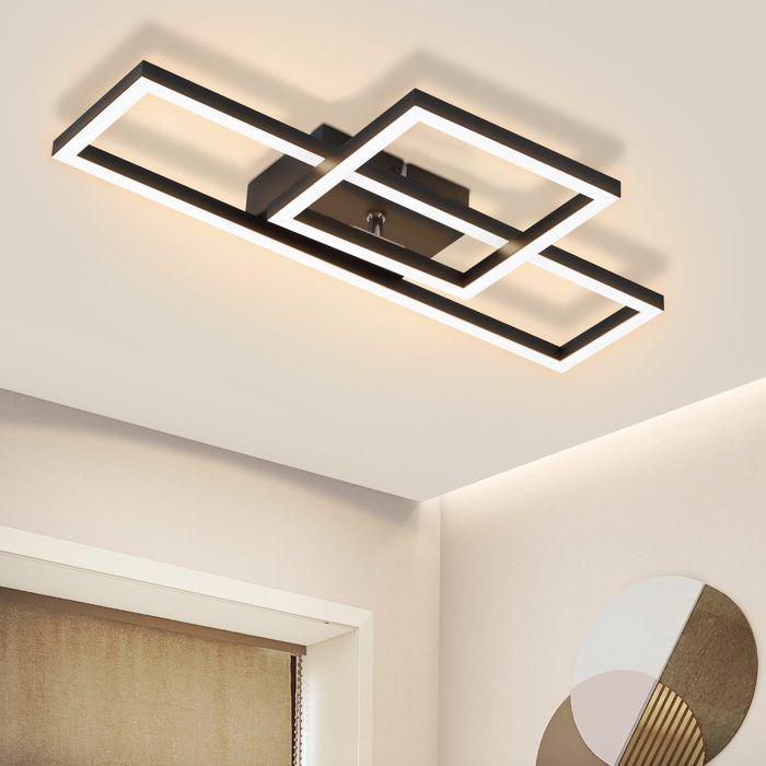 Plafonnier LED - NETTLIFE - 20W - Noir - Blanc chaud 3000K - 42x20x7 cm