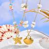 Summer Bohe Starfish Shell Conch Charms Pendant Neccklace for Women, 18k PVD Gold Plated Stainless Steel Beach Holiday Gift